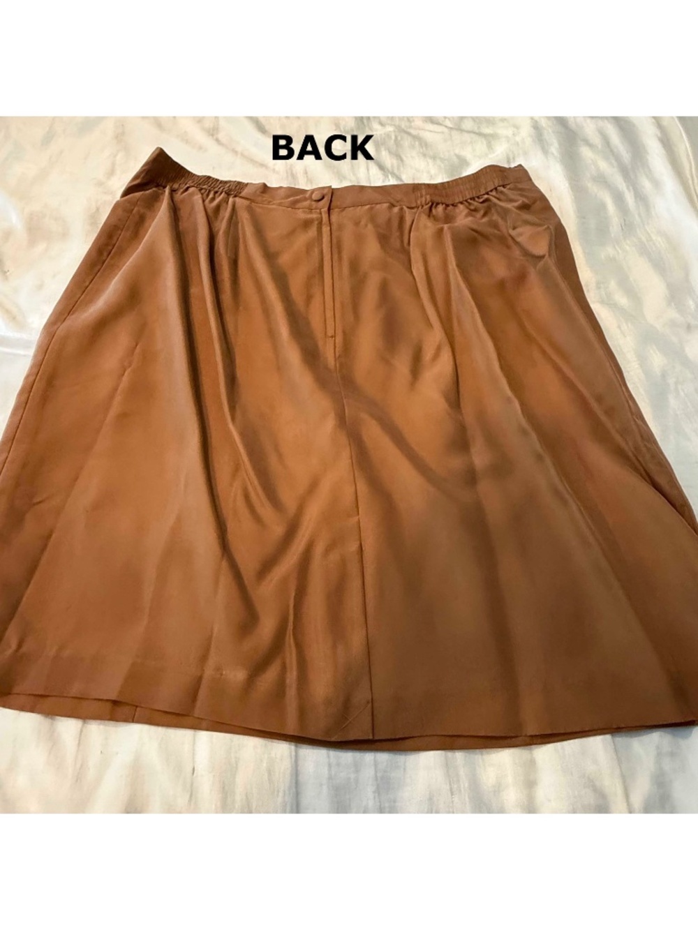 SKIRT, 100% SILK, COPPER COLOUR, SIZE 24, ELASTIC ON PART OF BACK WAIST, - Picture 5 of 16